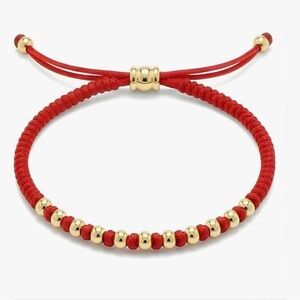 NEW 18K Gold-Plated Stainless Steel Beads Elegant Red and Gold Beaded Bracelet